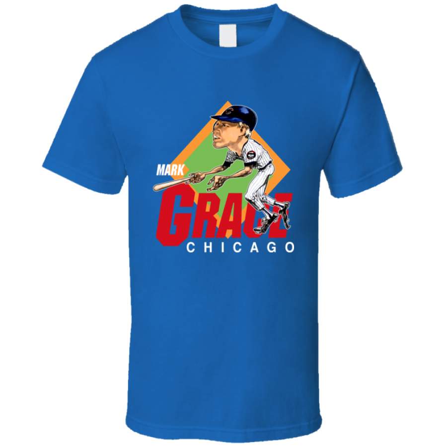 Mark Grace Chicago Baseball Retro Caricature T Shirt