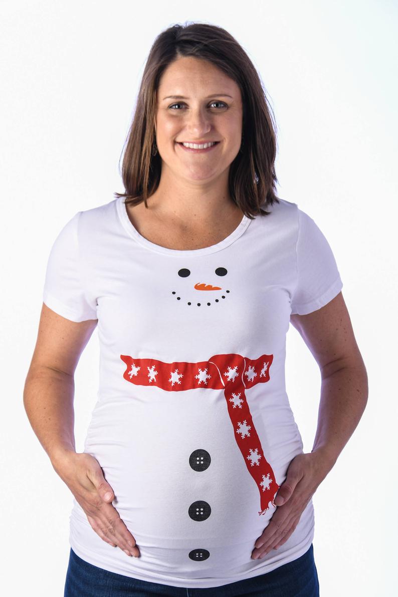 Snowman Pregnancy Christmast Shirt, Christmas Gift For Pregnant Ladies, Christmas Gift For Expecting Mom