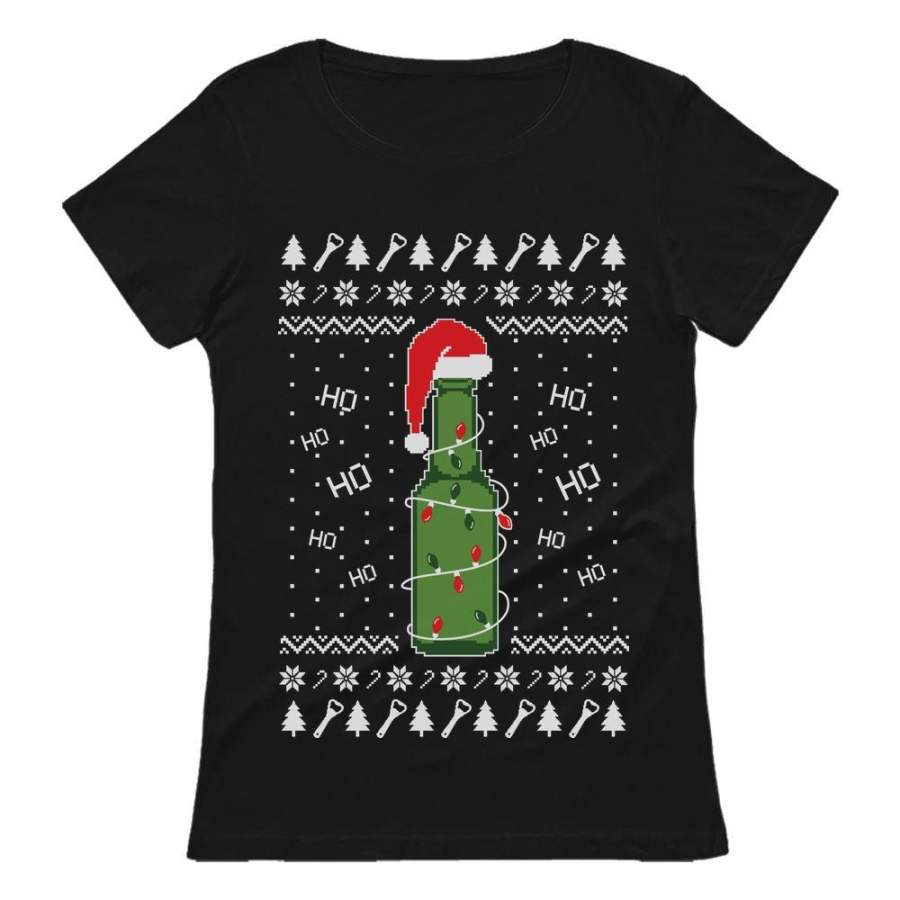 Ugly Christmas Sweater Beer Pong Holiday Party Women T-Shirt