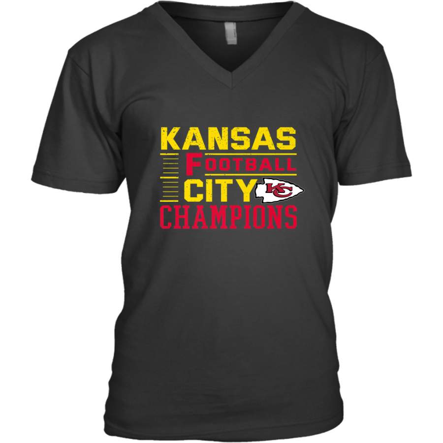 Kansas City Football Champions Vintage KC Distressed Gift Men’s V-Neck