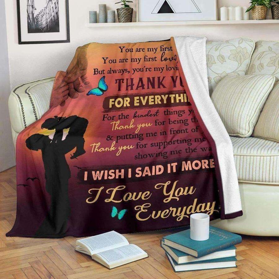 To My Dad From Daughter Thank You For Everything – Best Gift For Dad, Gift For Home Decor, Gift For Family  – Fleece Blanket