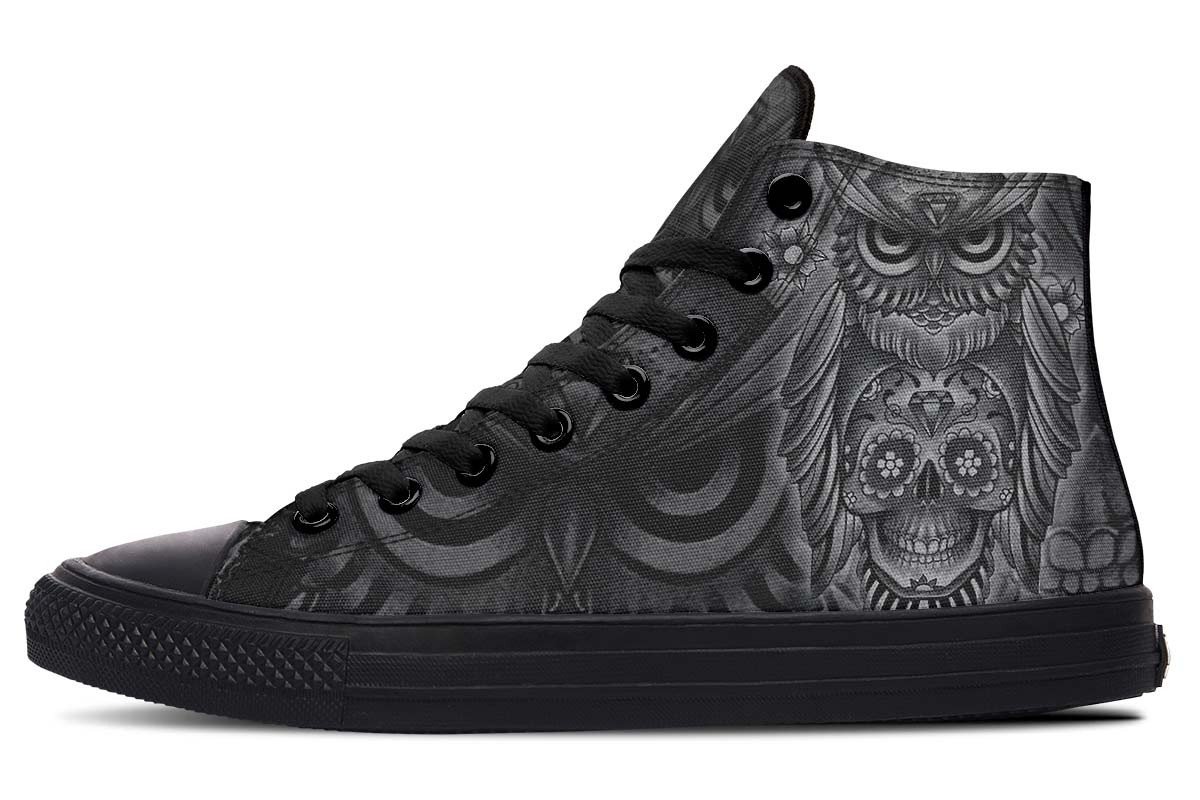 Owl And Candy Skull High Top Shoes