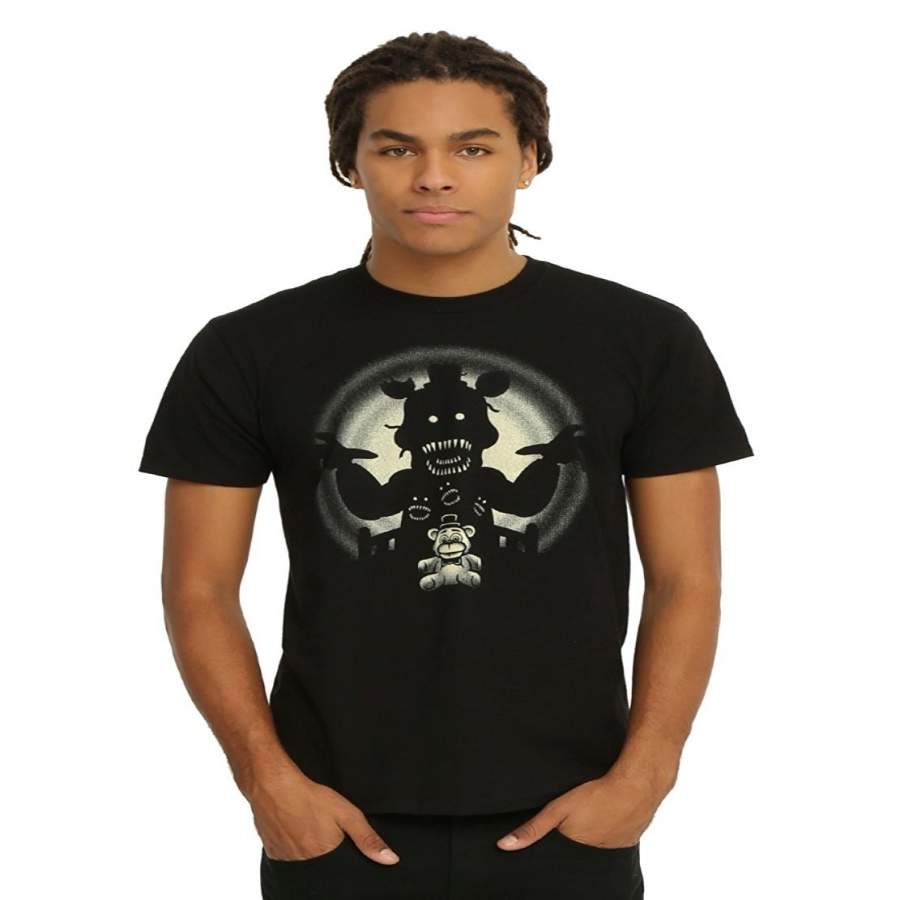 YPS Five Nights At Freddy’s Nightmare Glow-In-The-Dark T-Shirt Short Sleeve T-shirt Men’s Funny Black T-Shirt