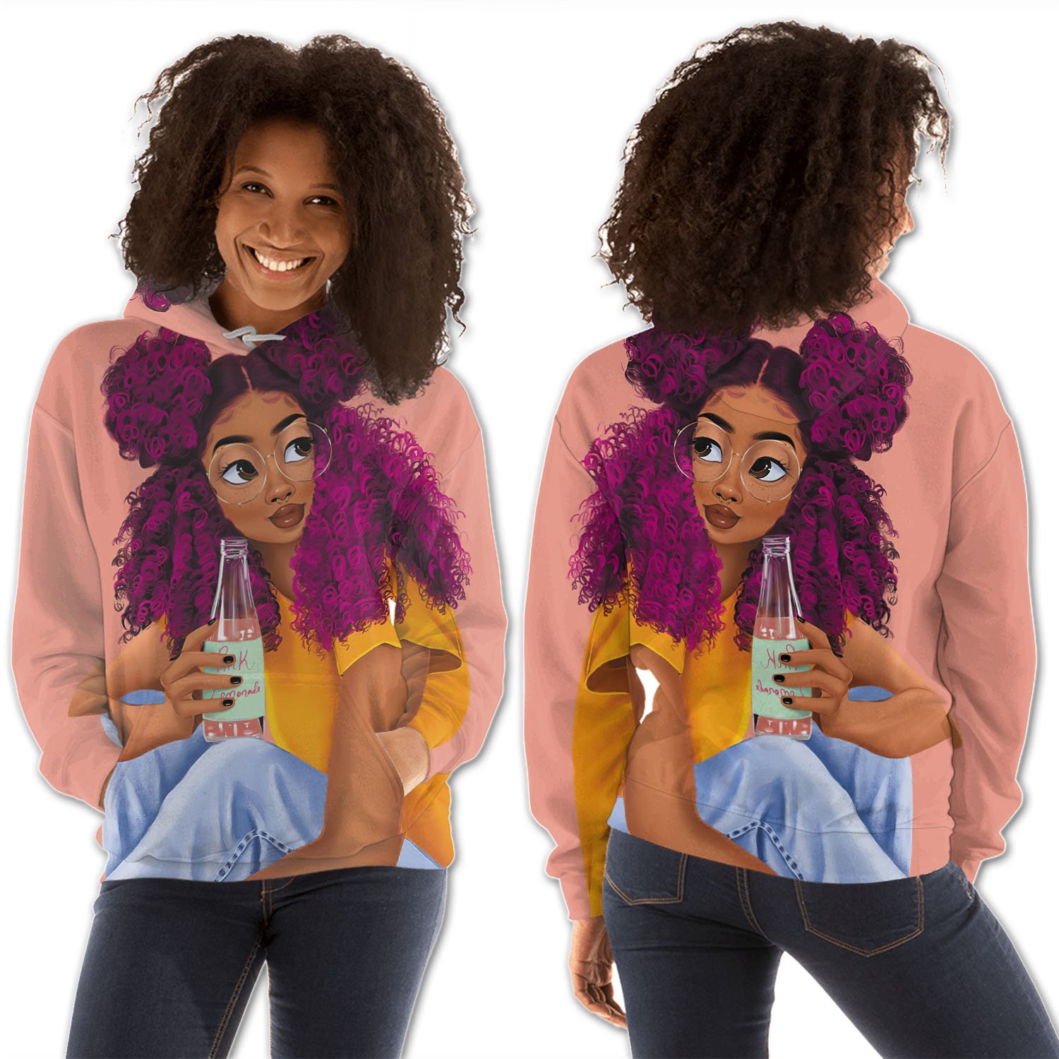 African American Hoodies Cute Afro American Woman Modern Afrocentric Clothing