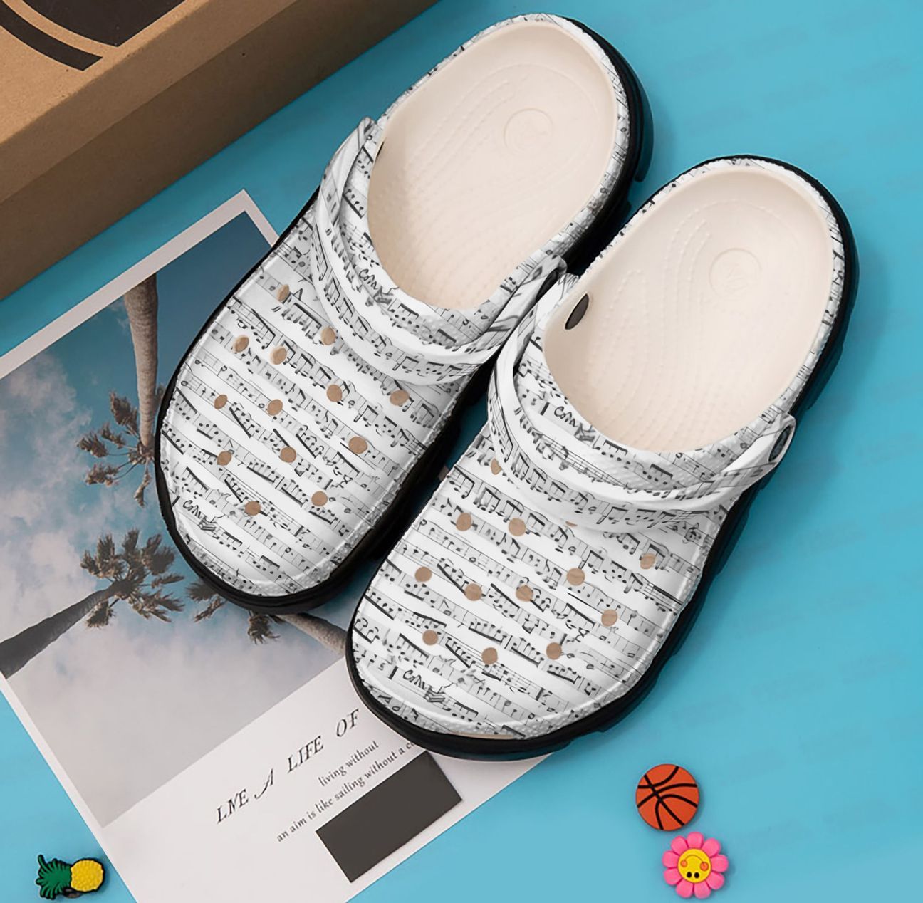 Piano Personalized Clog, Custom Name, Text, Color, Number Fashion Style For Women, Men, Kid, Print 3D Black And White Music Notes