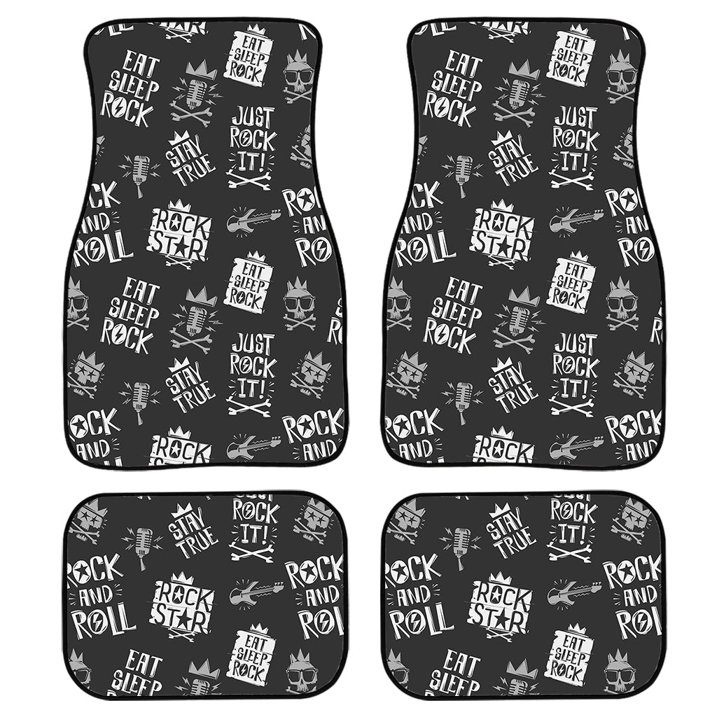 Rock And Roll Music Pattern Print Front And Back Car Floor Mats, Front Car Mat