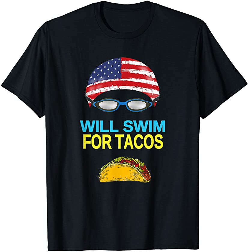 Swim Swimmer T shirt Funny Swimming Goggles Cap Tacos Tee