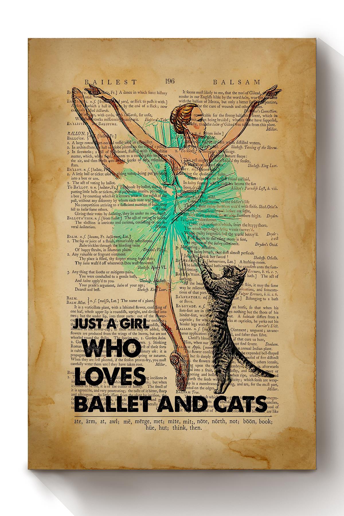 Cats Dancer Who Loves Ballet Animal Wall Art Gift For Cat Lover International Cat Day Kitten Foster Canvas