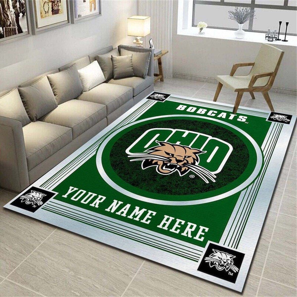 Ohio Bobcats Personalized Rug, Living Room Carpet, Customized Fan Cave Floor Mat