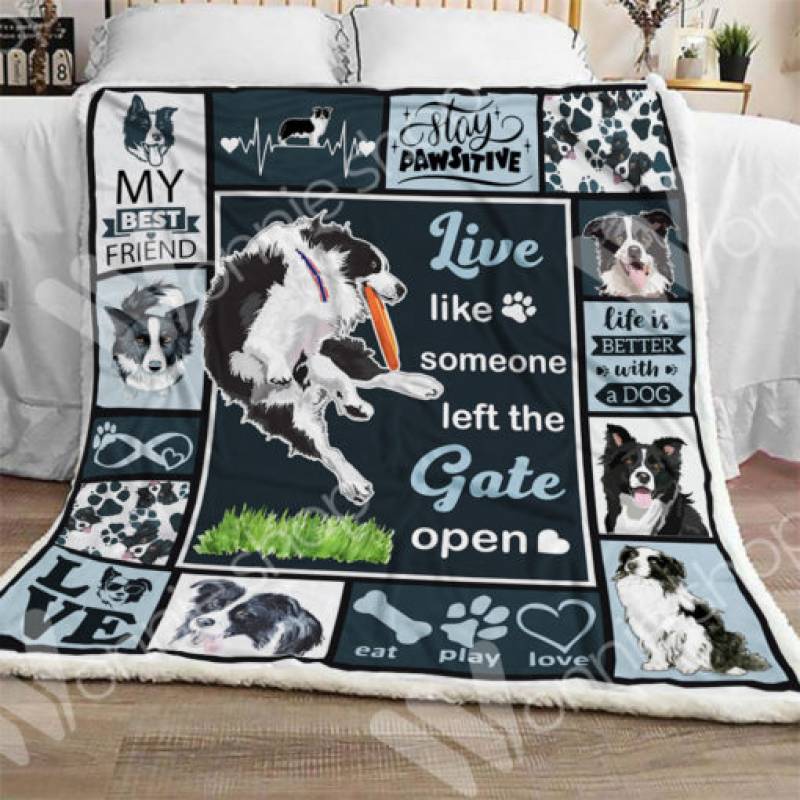 Border Collie Dog Sherpa Blanket NOV1501 90O35