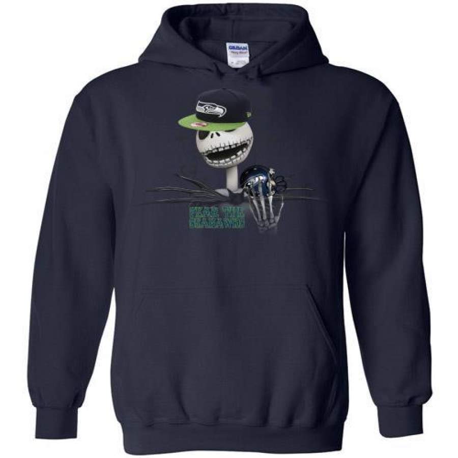 Jack Skellington and Seattle Seahawks Football halloween Hoodie