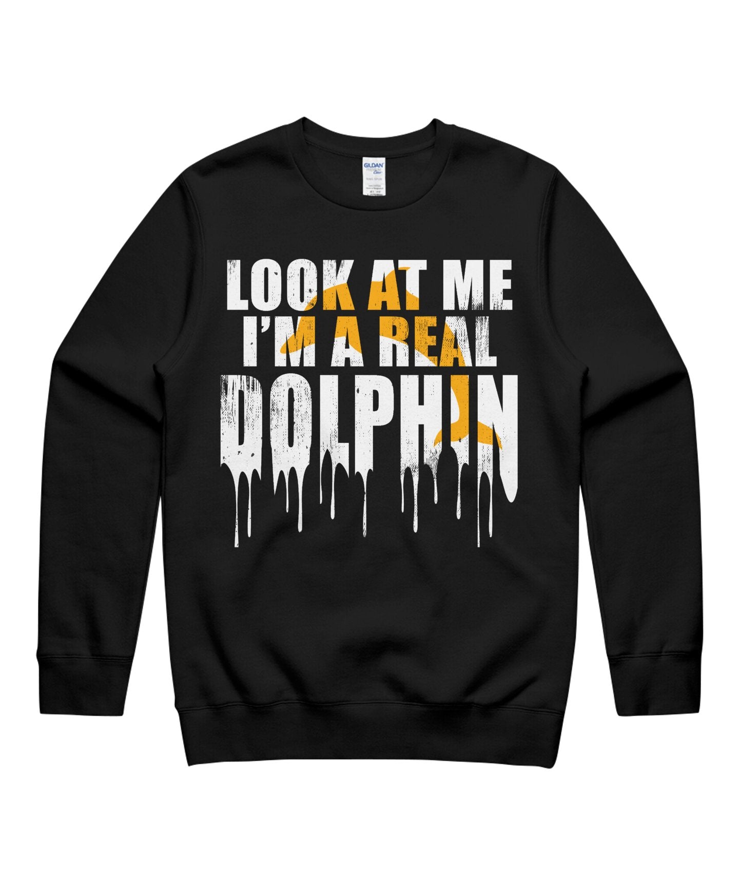 I’M A Real Dolphins Look At Me Funny Halloween Costumes Matching Cosplay October 31St Day Of Dead 13Th Friday Unisex Crewneck Sweatshirt