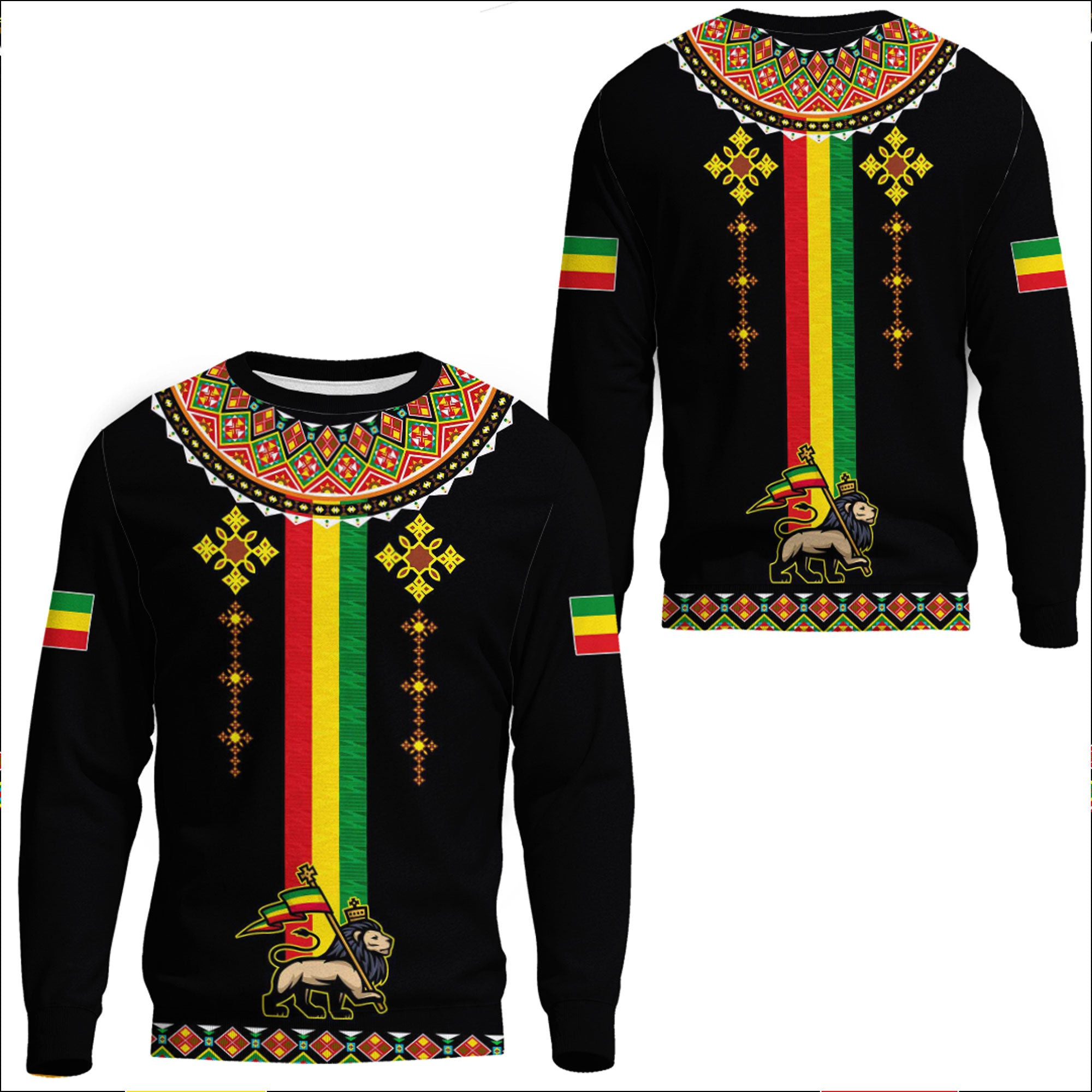 Africa Zone Clothing – Ethiopia Lion Style Pattern Sweatshirts A35