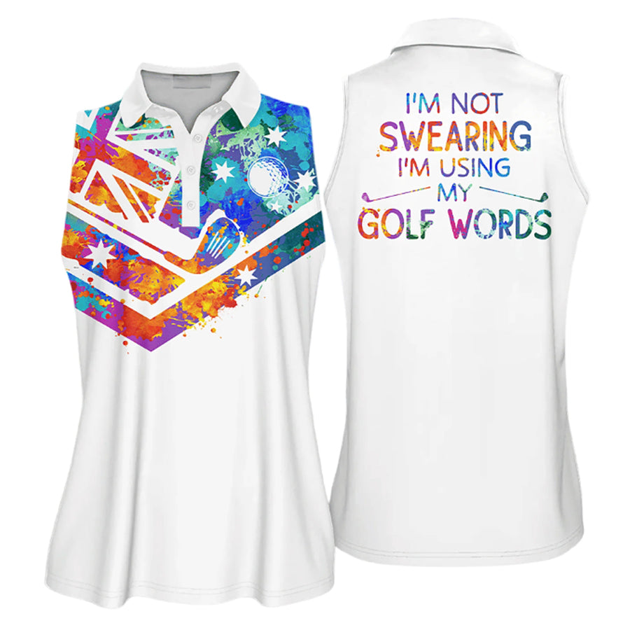 Watercolor Flag Australia I Am Not Sweating I Am Using My Golf Words Golfer Gift Sleeveless Polo Shirt Short Sleeve Long Sleeve Polo Shirt