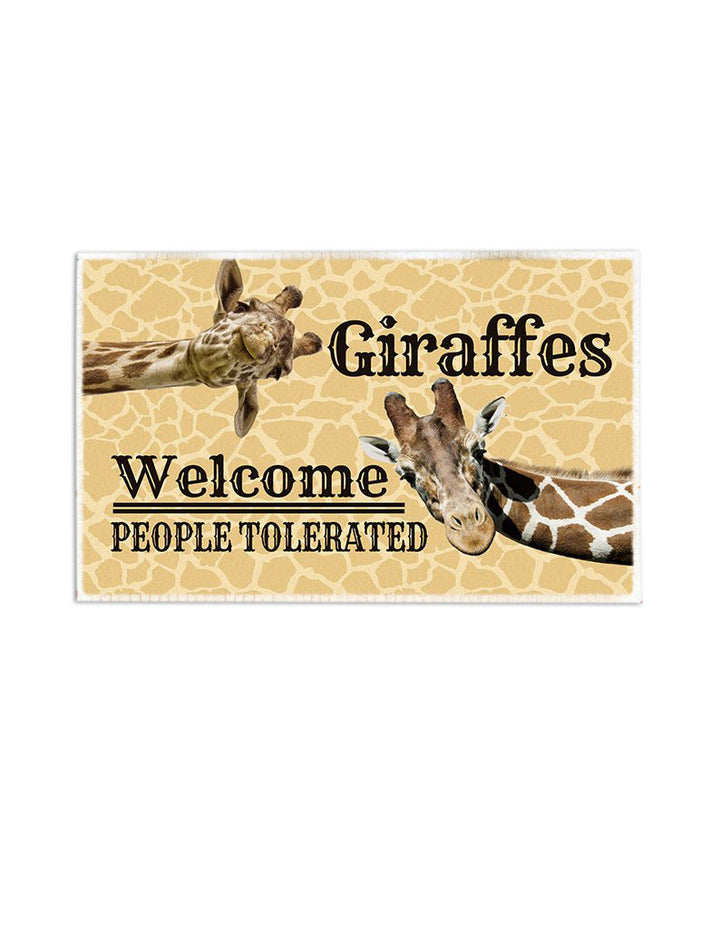 Waybackapparel Welcome Tolerated People – Giraffes 3D Doormat