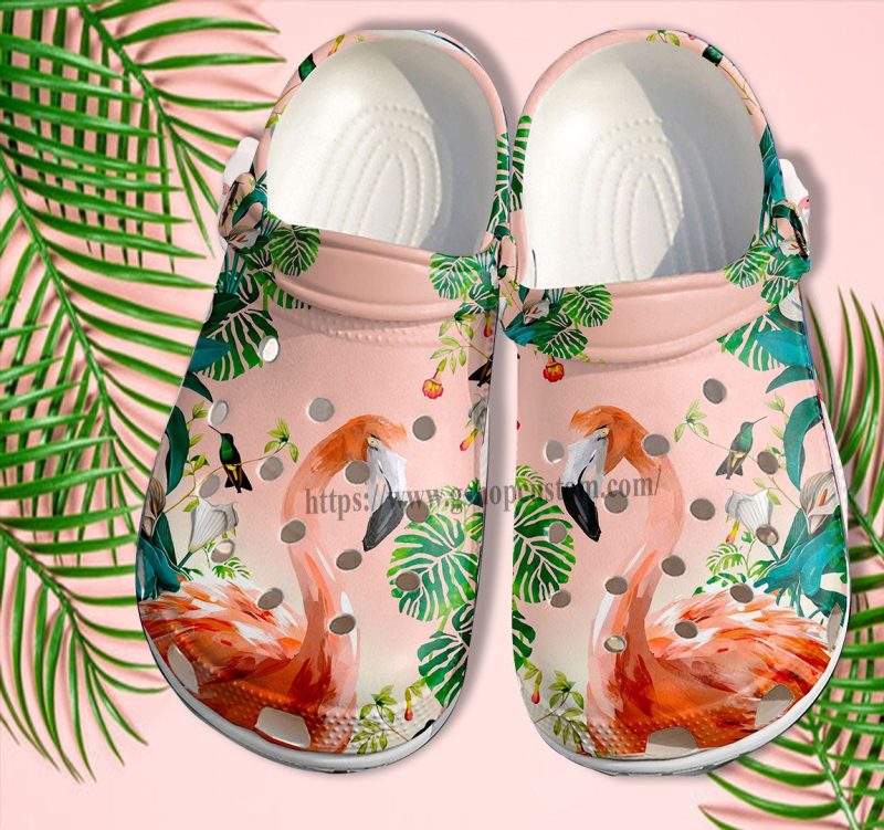 Flamingo Look Tropical Croc Shoes For Men Women- Flamingo Shoes Croc Clogs Gift Birthday Girl