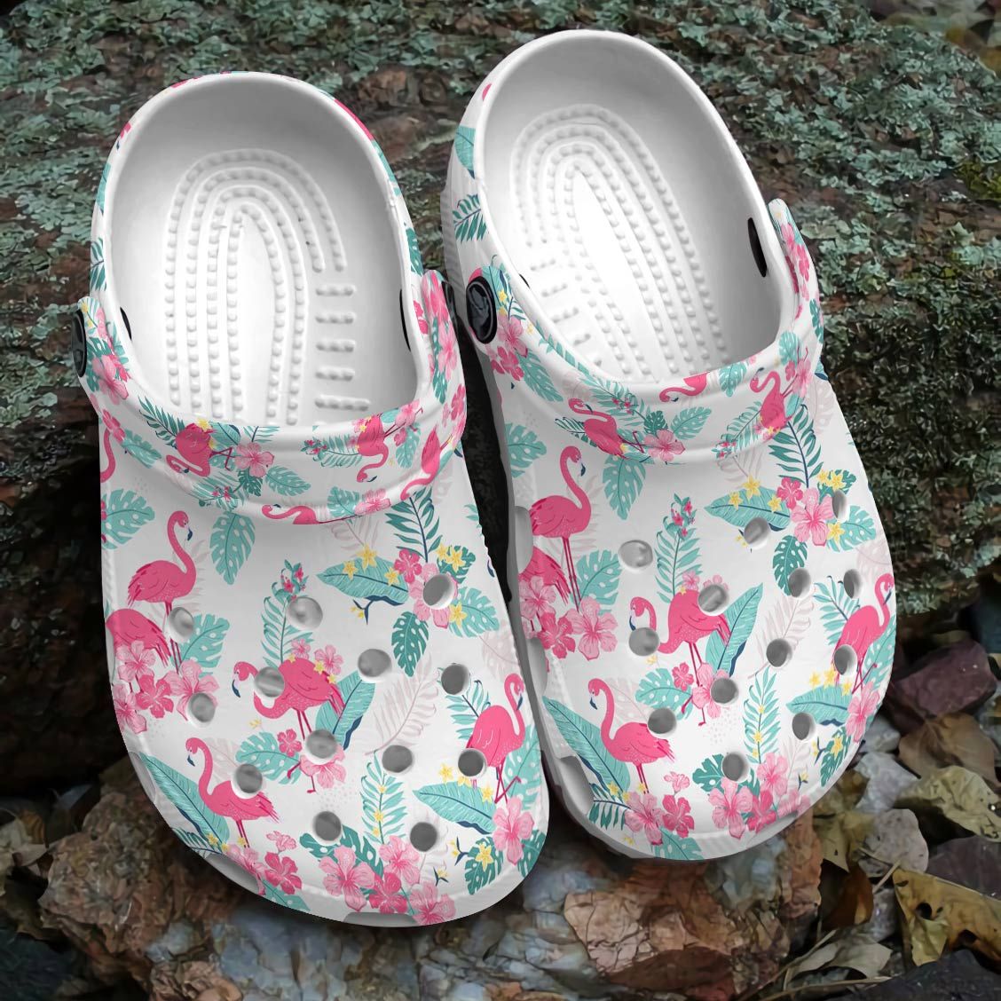 Flamingo Personalized Clog, Custom Name, Text, Color, Number Fashion Style For Women, Men, Kid, Print 3D Whitesole Pinky Flamingo