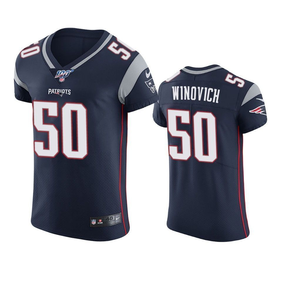 New England Patriots Chase Winovich Navy 100Th Season Vapor Elite 3D Jersey