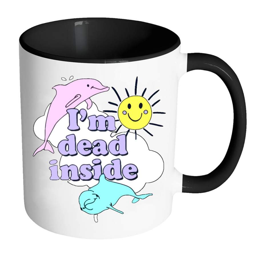 I’m Dead Inside Dolphin W – Full-Wrap Coffee Colors Accent Mug