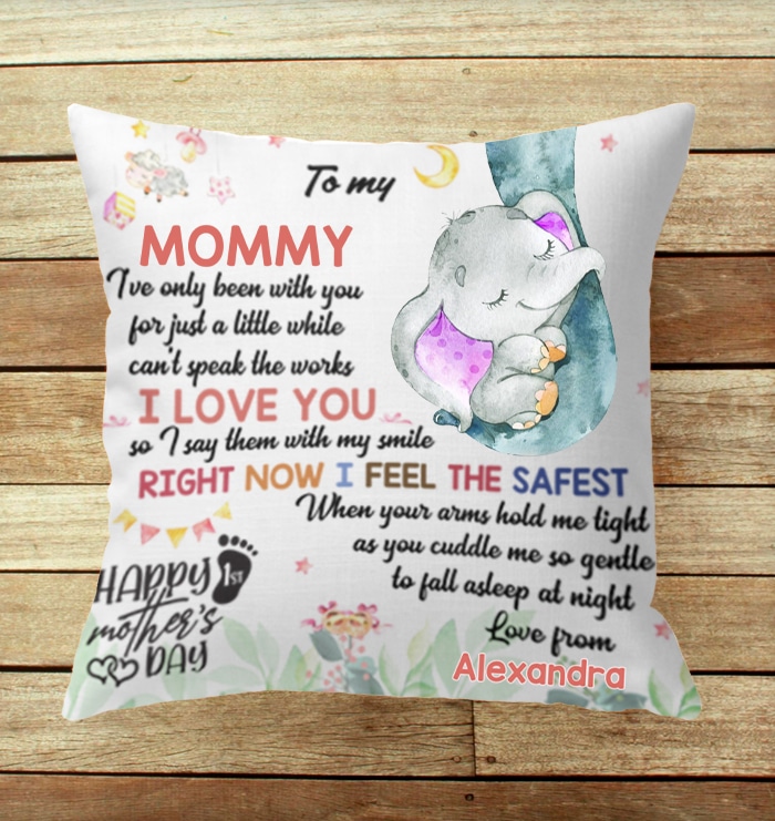 Personalized Love Mother Elephant Happy Mother’S Day Pillow