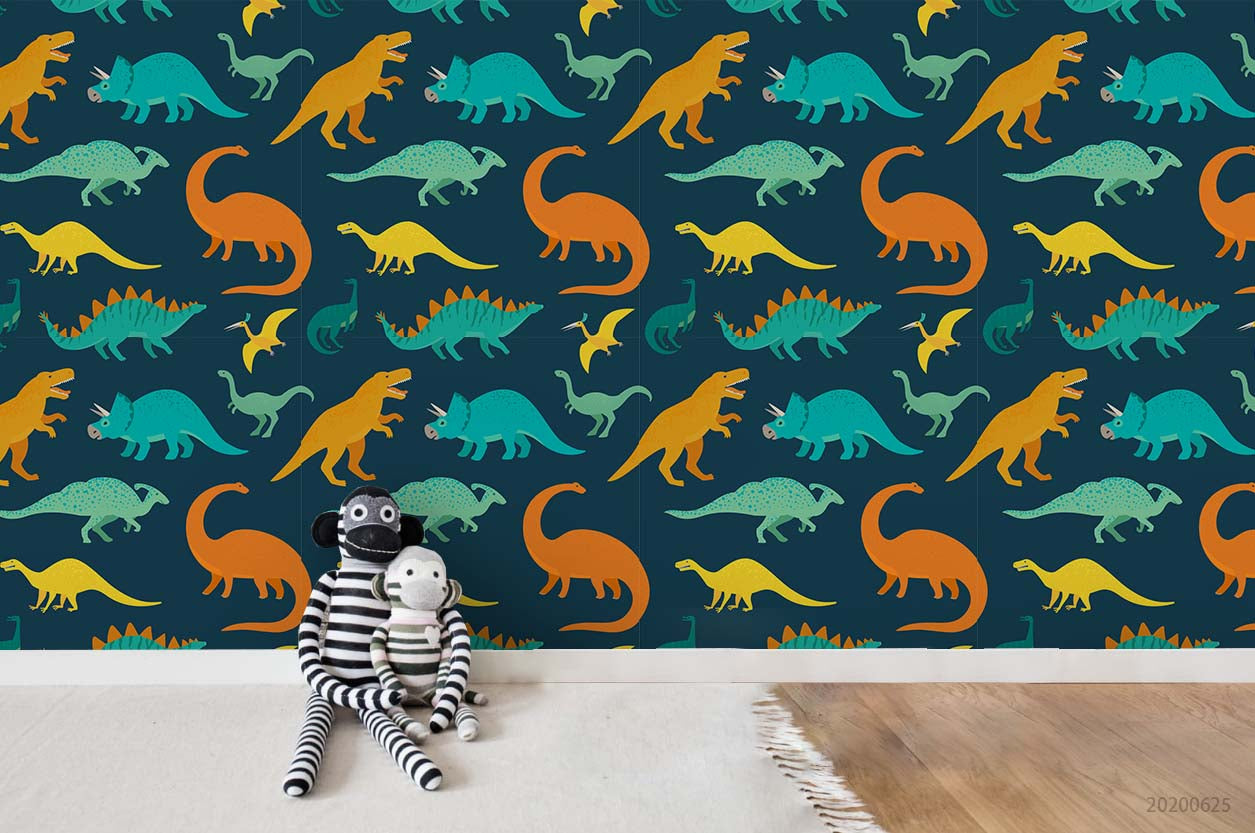 3D Hand Drawn Green Dinosaur Wall Mural Wallpaper A258 Lqh