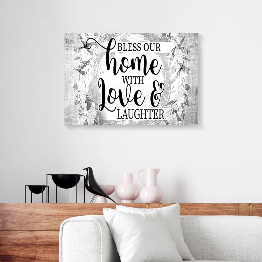 Canvas Artwork Bless Our Home With Love & Laughter Christian Canvas Home Decor Canvas