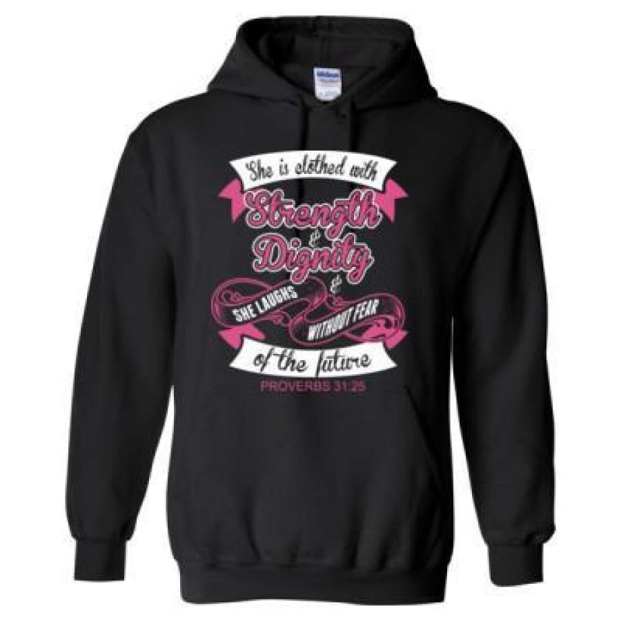 AGR She Is Clothed With Strength And Dignity She Laughs Without Fear Of The Future – Heavy Blend™ Hooded Sweatshirt