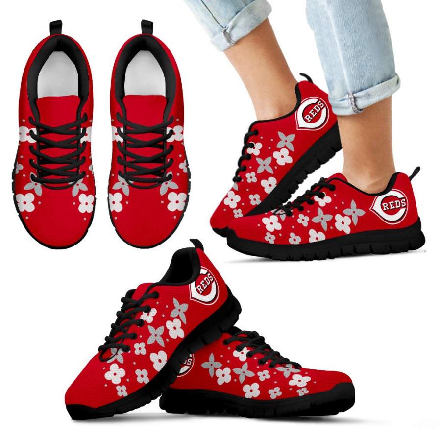 Flowers Pattern Cincinnati Reds Sneakers