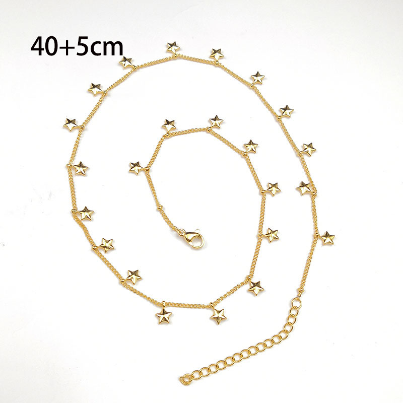 5pcs/lot High Quality Stainless Steel 18K Gold Heart Stars Pendant Necklace for Women Beach Holiday Gift Wholesale alx