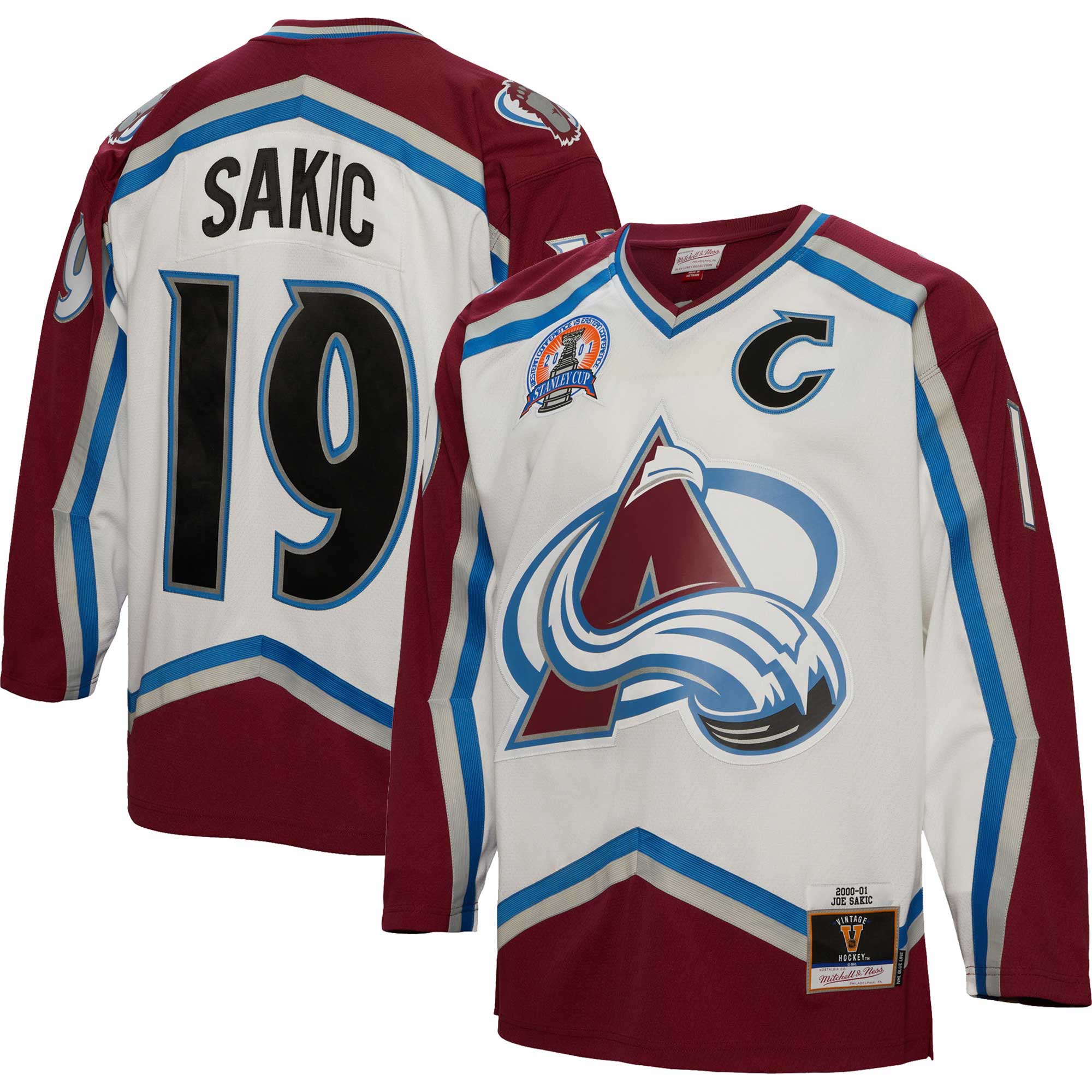 Joe Sakic Colorado Avalanche Mitchell & Ness Captain Patch 2000/01 Blue Line Player Jersey – White