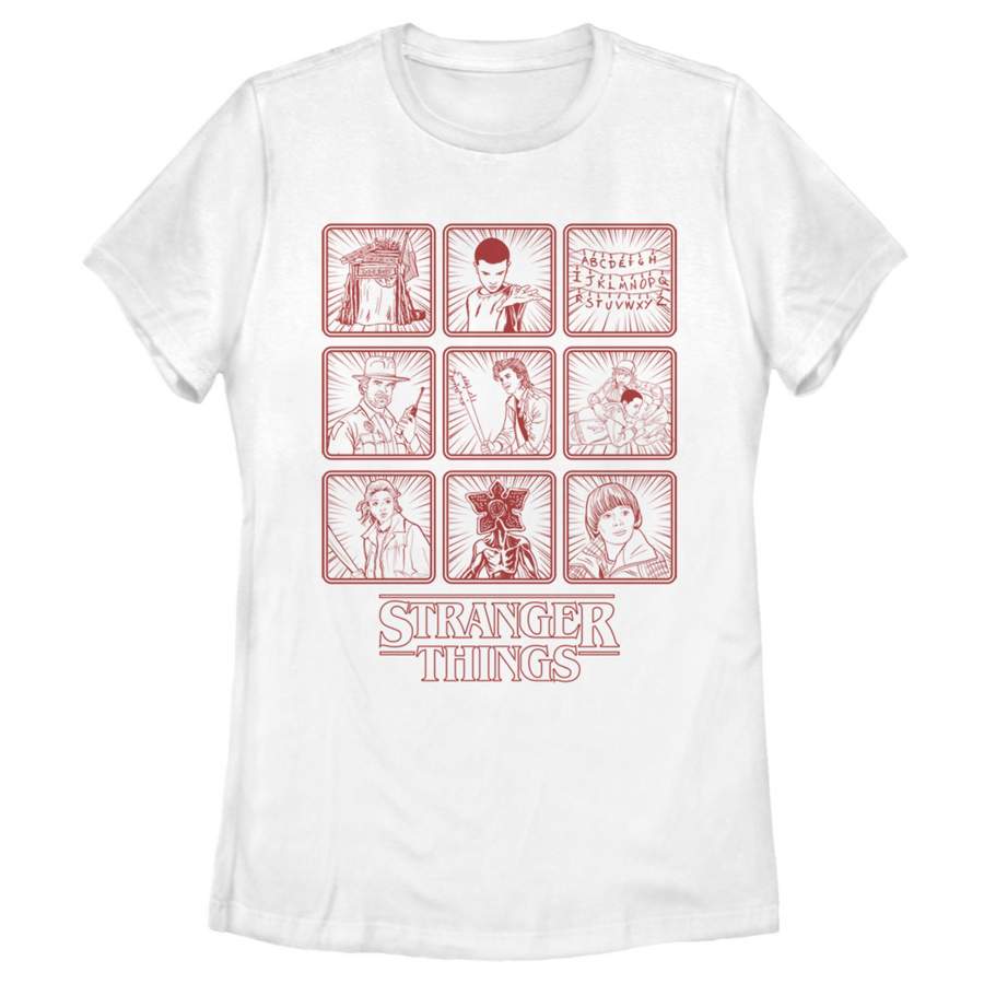 Stranger Things Women’s Line Art Box Up  T Shirt