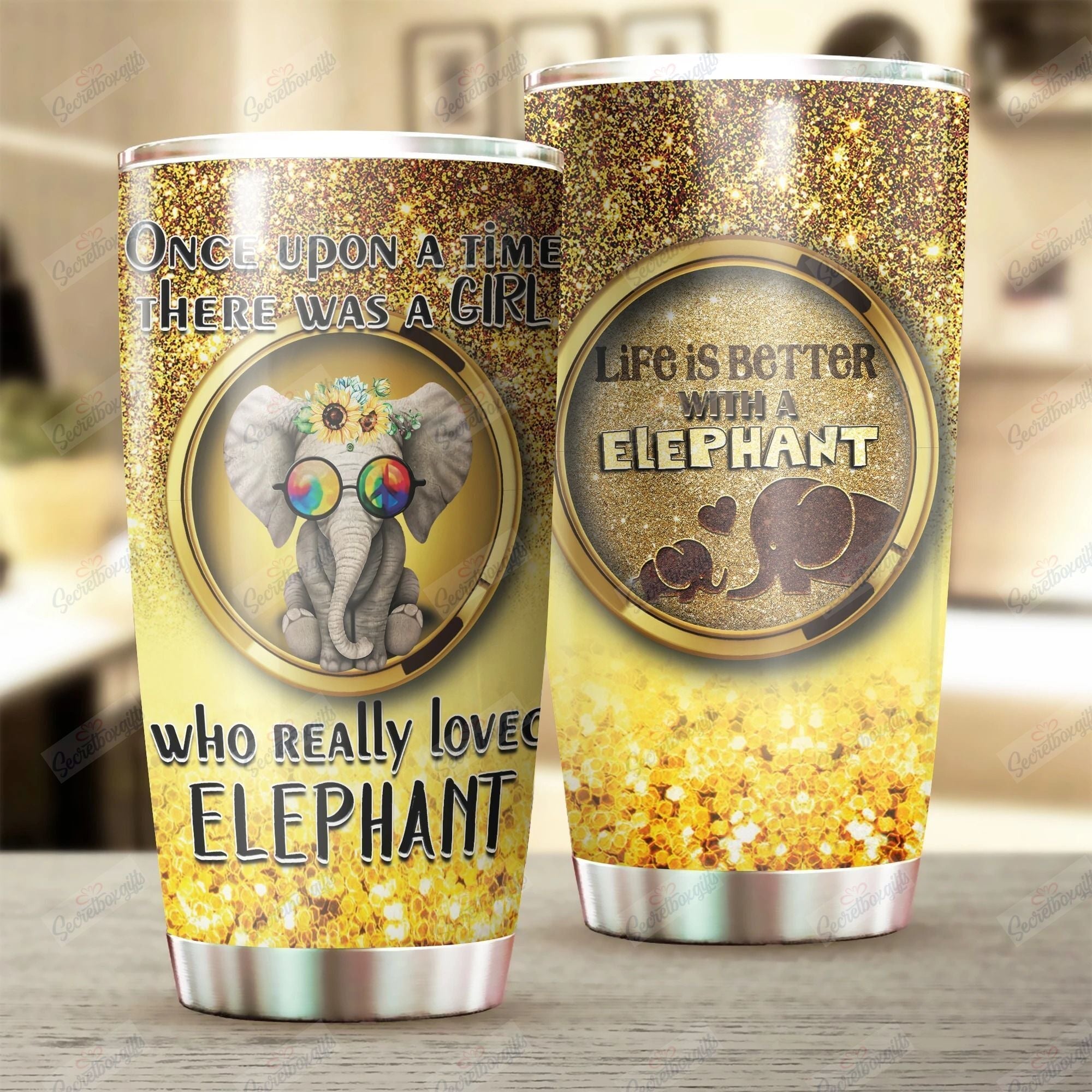 Personalized Elephant Stainless Steel Gs-Cl-Ml0604 Stainless Steel Tumbler Customize Name, Text, Number