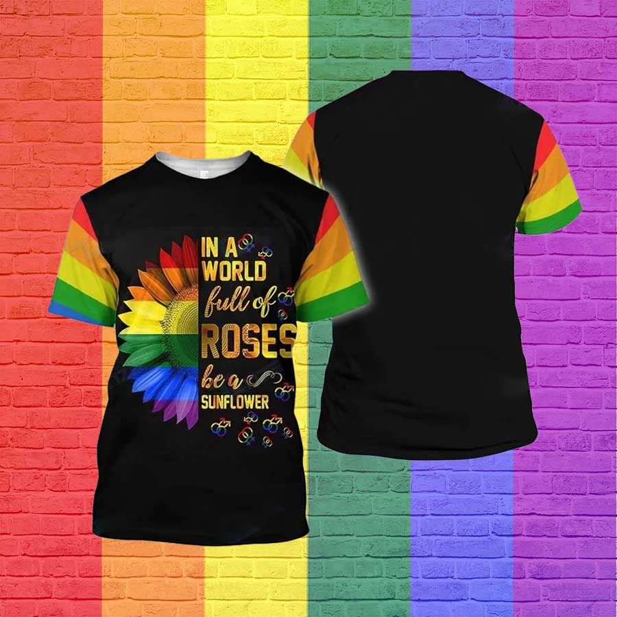 Rainbow Sunflower 3D Tshirt, Sunflowers Rainbow 3D Shirt For Lesbian, Gift For Gaymer, Lgbt Pride Shirt