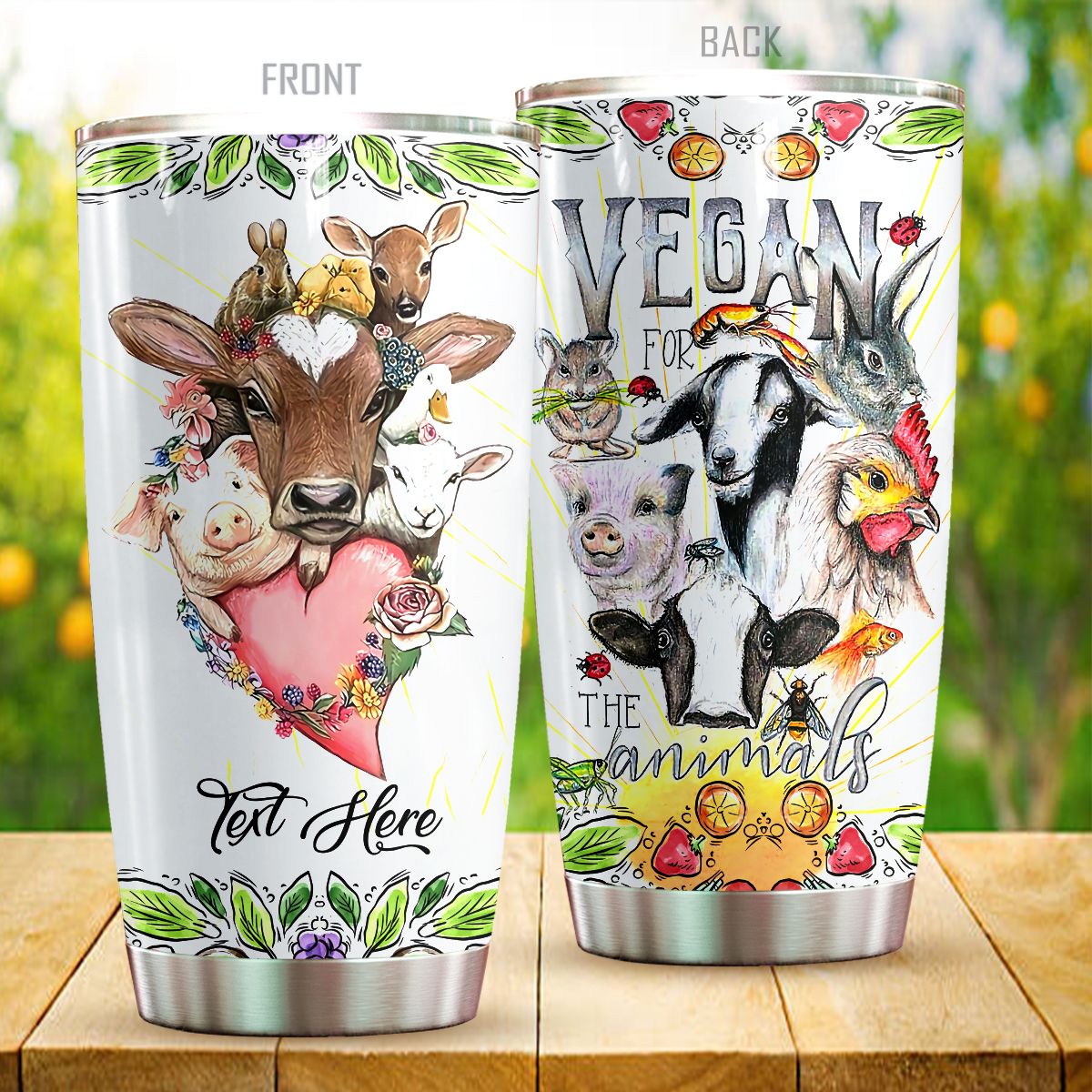 VEGAN Tumbler Personalized Vegan For The Animals QR69