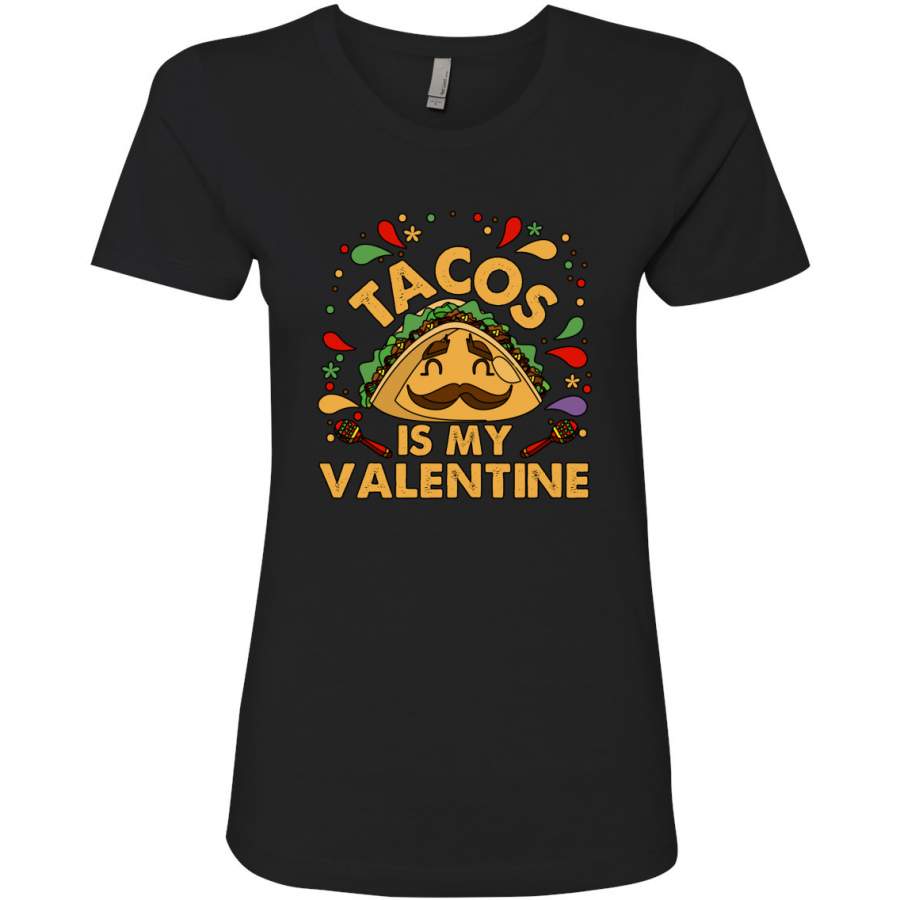 Tacos Is My Valentine Funny Mexican Maracas Valentine’s Day Womens Premium Graphic T-Shirt