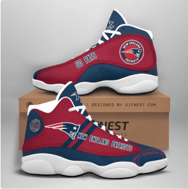 New England Patriots Red Navy Team Logo Air Jordan 13 Printing Shoes Sneaker