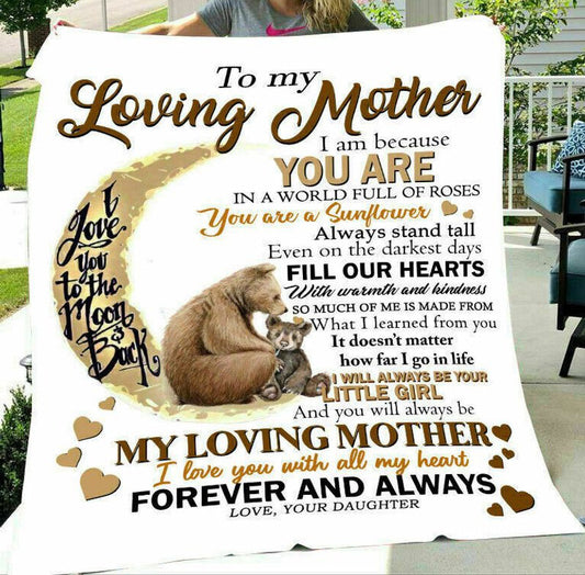 To My Loving I Am Because You Are, Bear Maternal Love Fleece Blanket Home Decor Bedding Couch Sofa Soft And Comfy Cozy