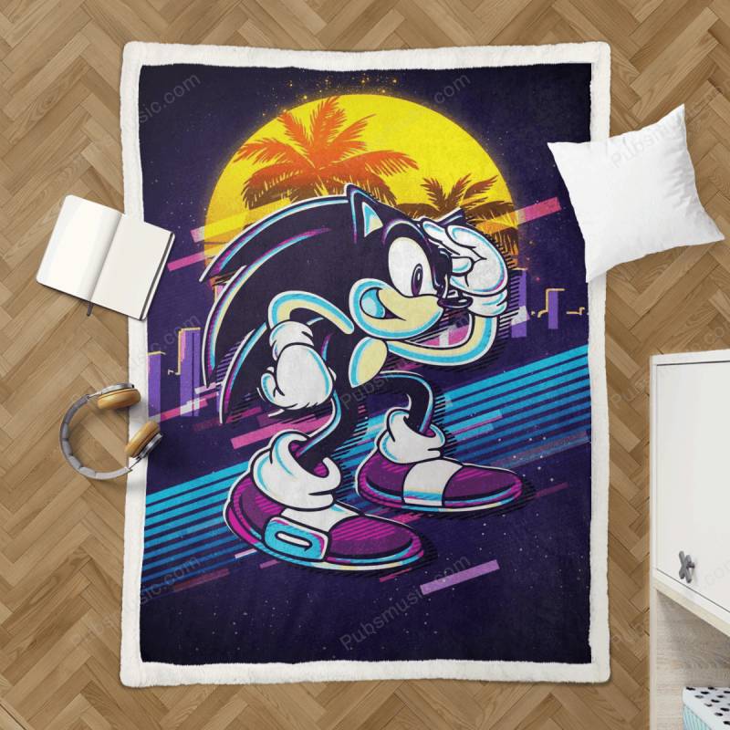 sonic game retro 80s – Sonic The Hedgehog Sherpa Fleece Blanket