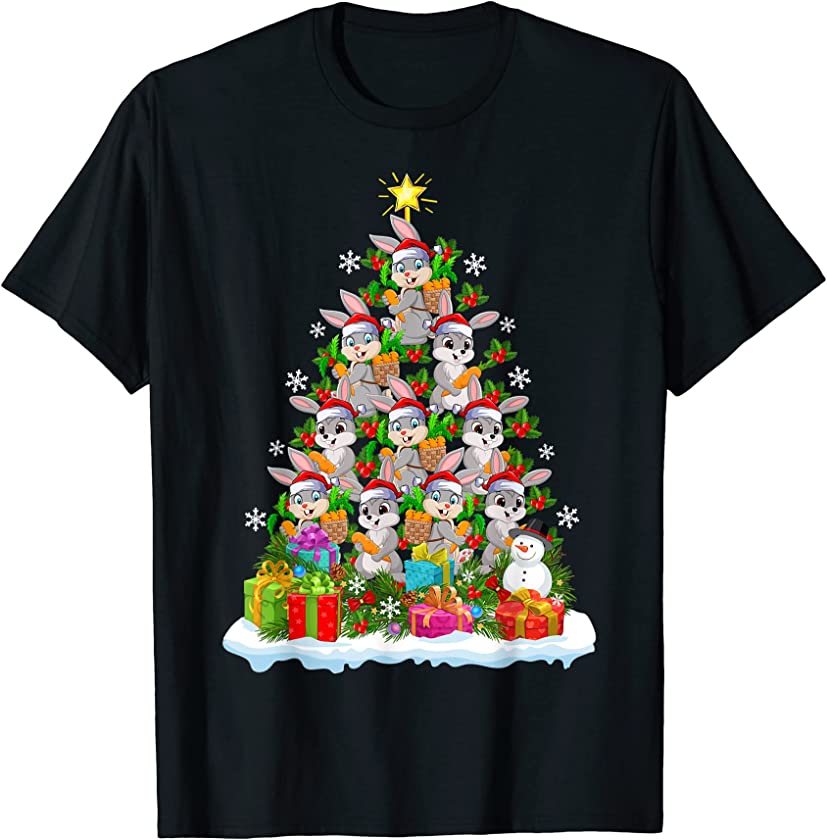 Rabbit Xmas Tree Lighting Santa Rabbit Christmas T-Shirt