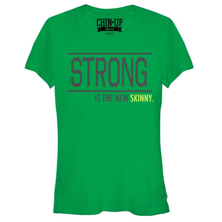 CHIN UP Junior’s The New Skinny  T Shirt Kelly Green