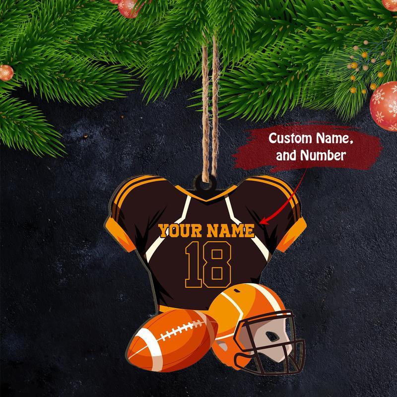 Personalized Football Rugby Man Custom Shape Ornament