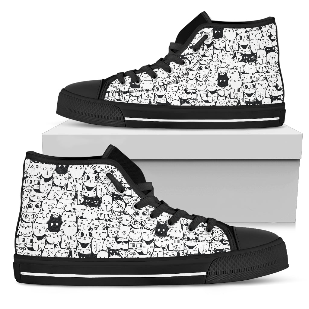 B&W Cartoon Cat Shoes (Women’S)