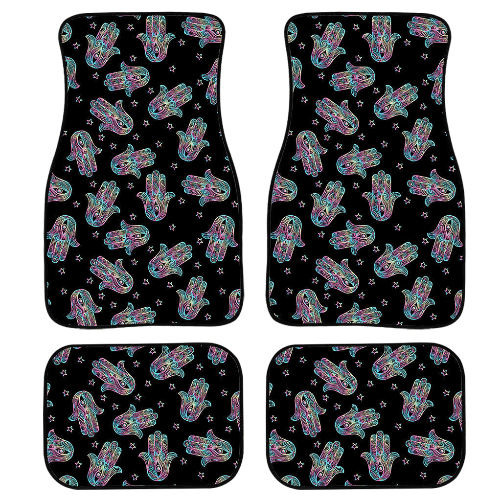 Colorful Hamsa Hand Print Front And Back Car Floor Mats, Front Car Mat