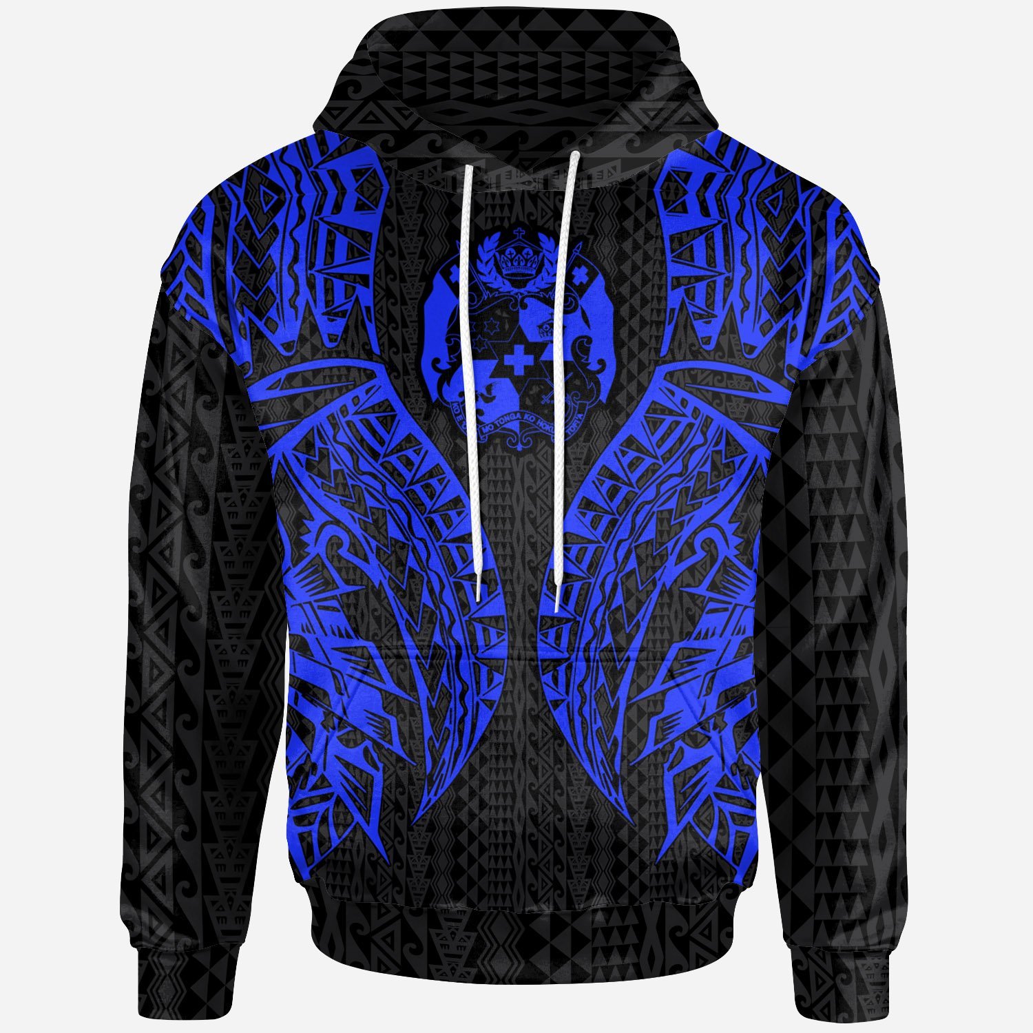 Tonga Hoodie – Polynesian Lion Head Blue Style – Pacific Print Hoodie