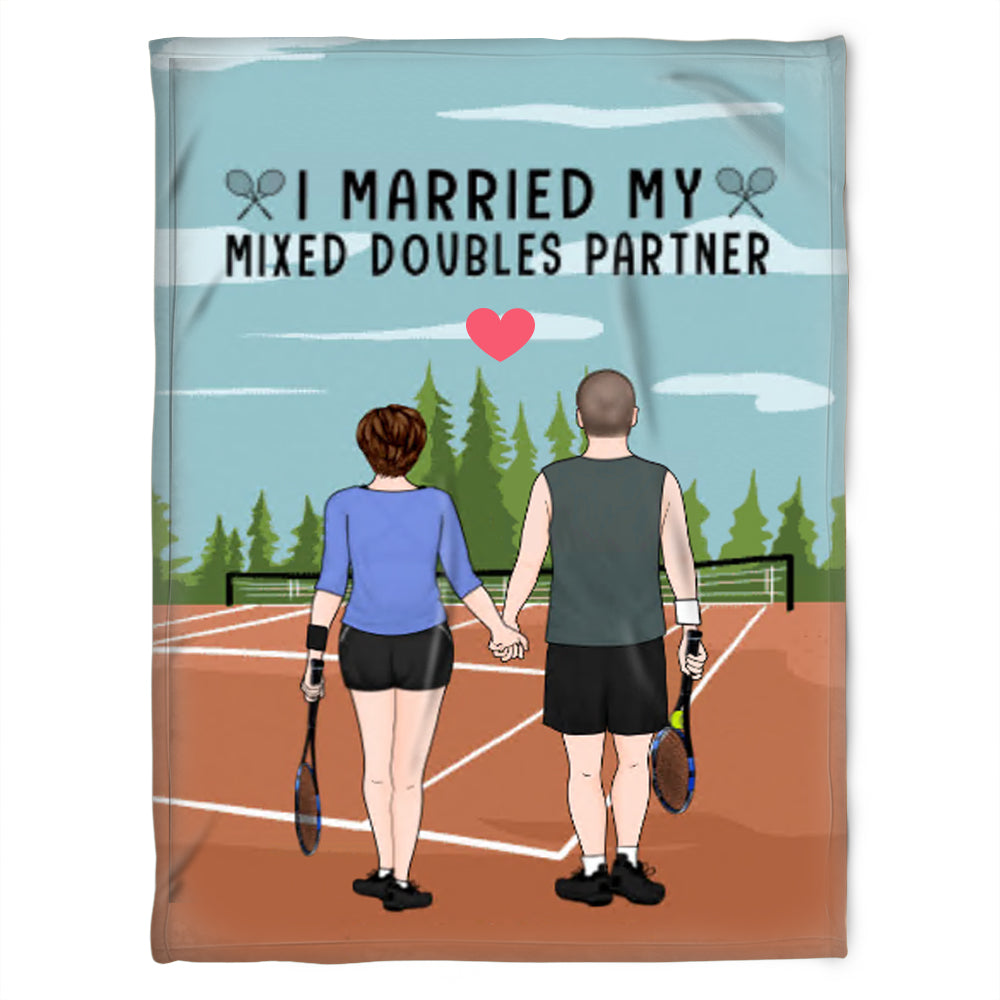 Tennis Couple – I Married My Mixed Doubles Partners Fleece Blanket Home Decor Bedding Couch Sofa Soft And Comfy Cozy