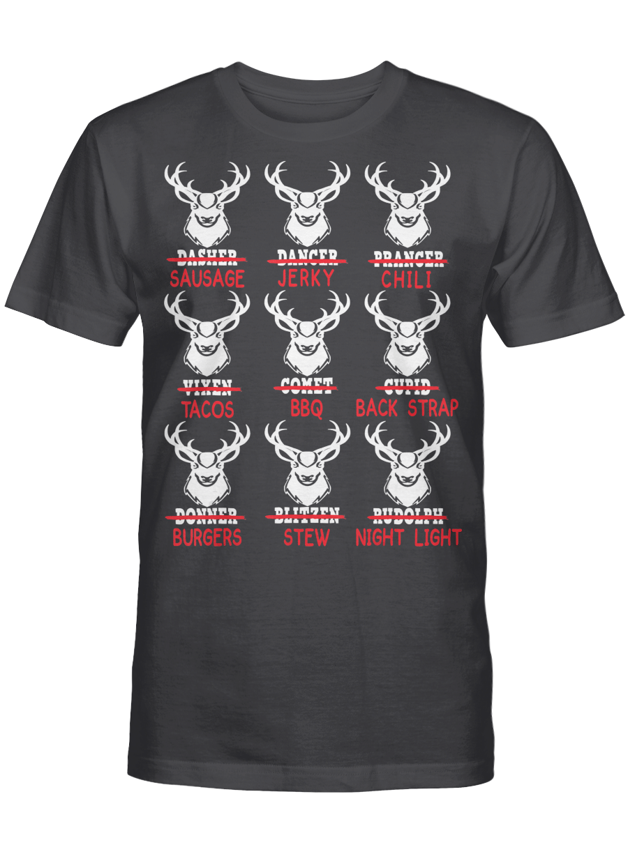 AmazeStyleZ Santa’s Reindeer, Ugly Christmas Sweater, Christmas Gift Ideas, Funny Christmas Deer Bow Hunting Santa Men Women Hunter Gift T-Shirt