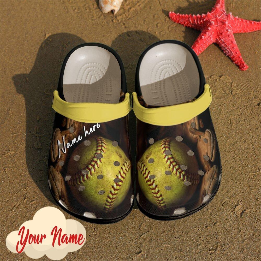 Softball Personalized Clog, Custom Name, Text, Color, Number Fashion Style For Women, Men, Kid, Print 3D 2