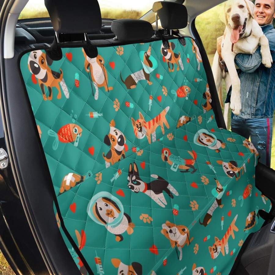 Veterianary Animal Pattern Print Pet Car Seat Cover