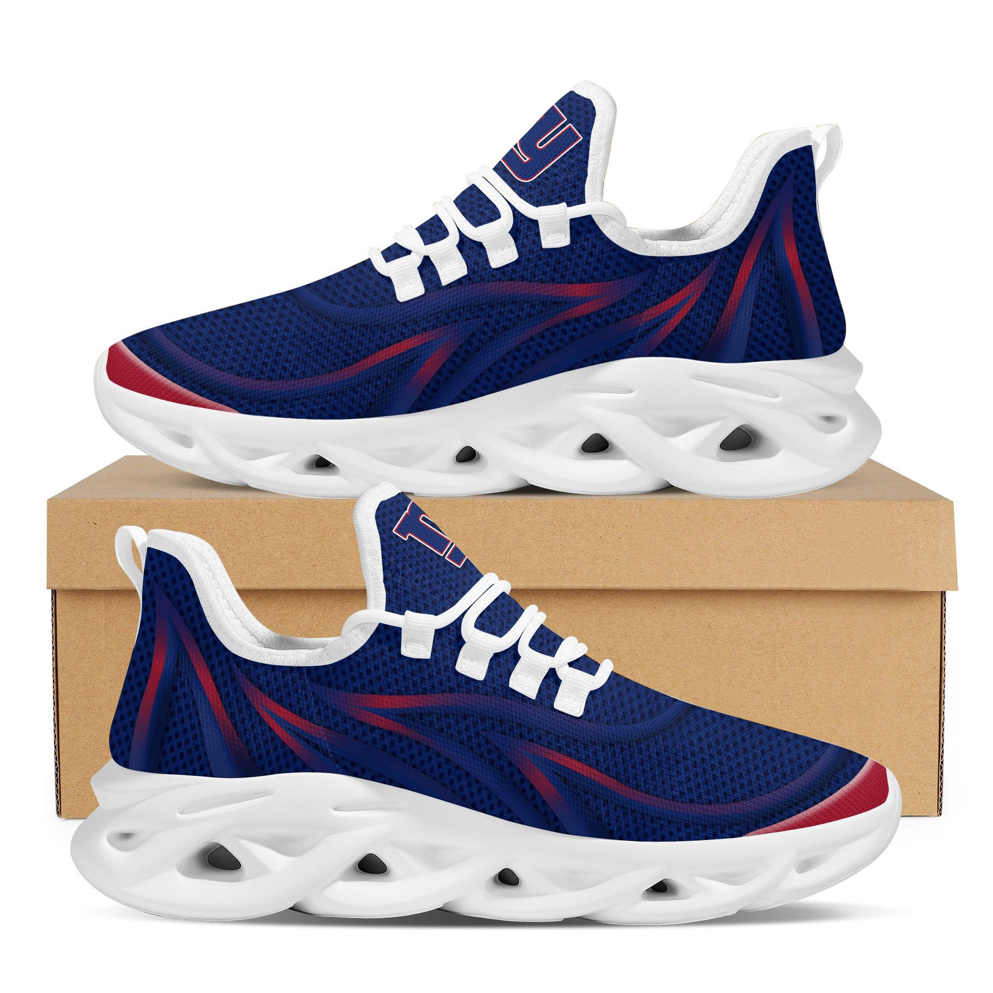 New York Giants Neon Flames Design Trending Max Soul Clunky Sneaker Shoes For Mens Womensamerican Football Team Fans