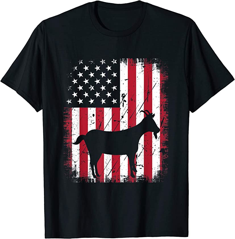 Animal Lover Vintage American Flag 4th Of July Goat T-Shirt